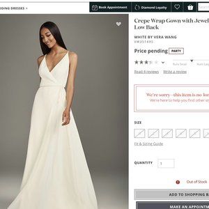 Vera Wang Crepe Wrap Gown with Jeweled Crisscross